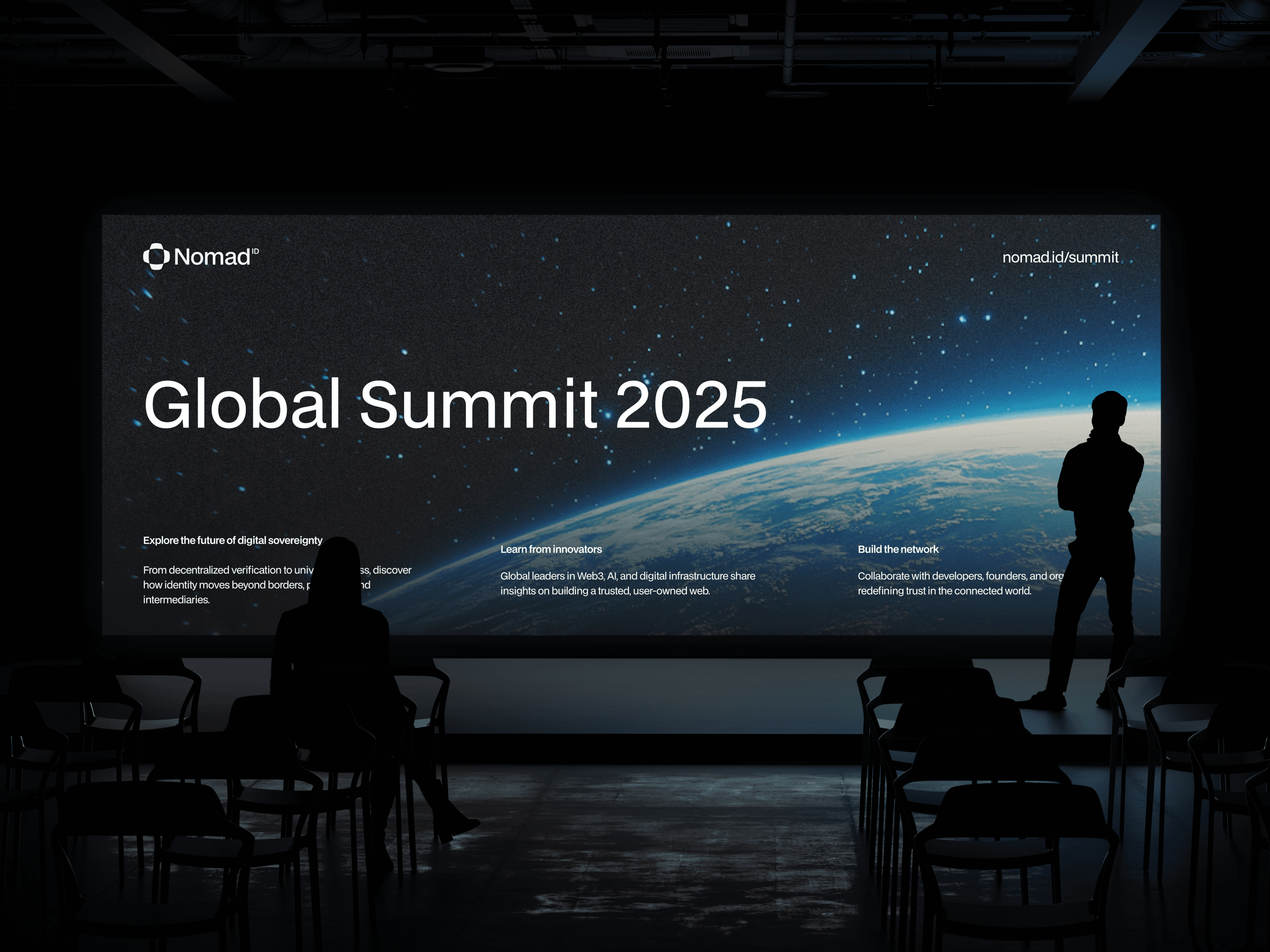 Nomad ID Global Summit presentation displayed on a large screen